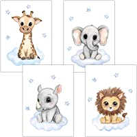 Los mejores  - Frechdax® - Juego de 4 pósteres decorativos para habitación infantil- tamaño DIN A4- diseño de animales del bosque…